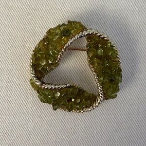Vintage Signed Dodds Peridot Stones Brooch